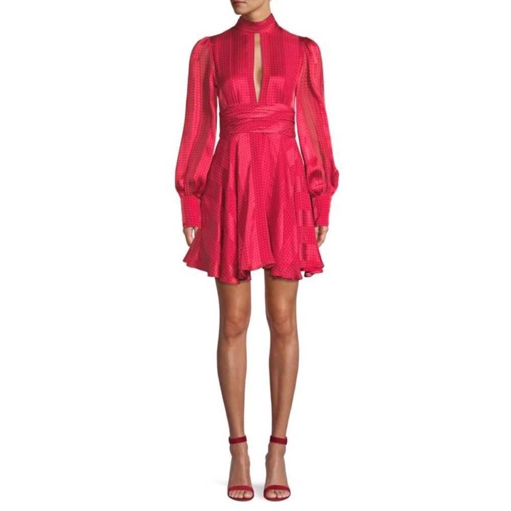 Alexis Red Geo Hadiza Stripe Long Sleeve Mini Dress S